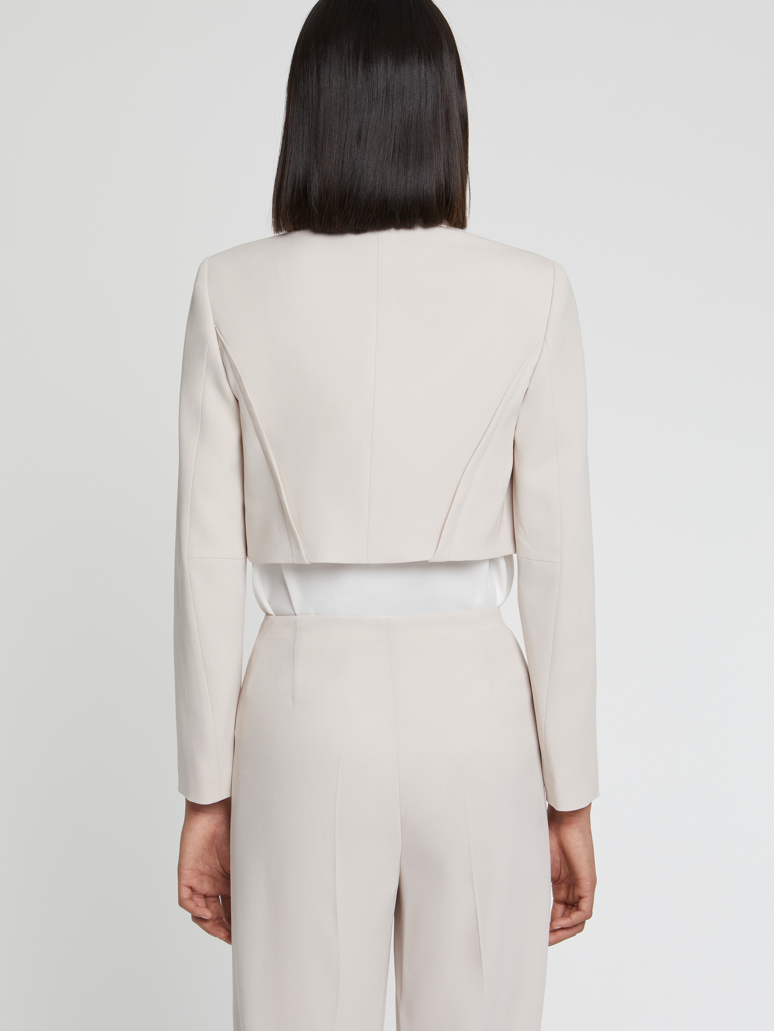 Cropped satin back crepe jacket