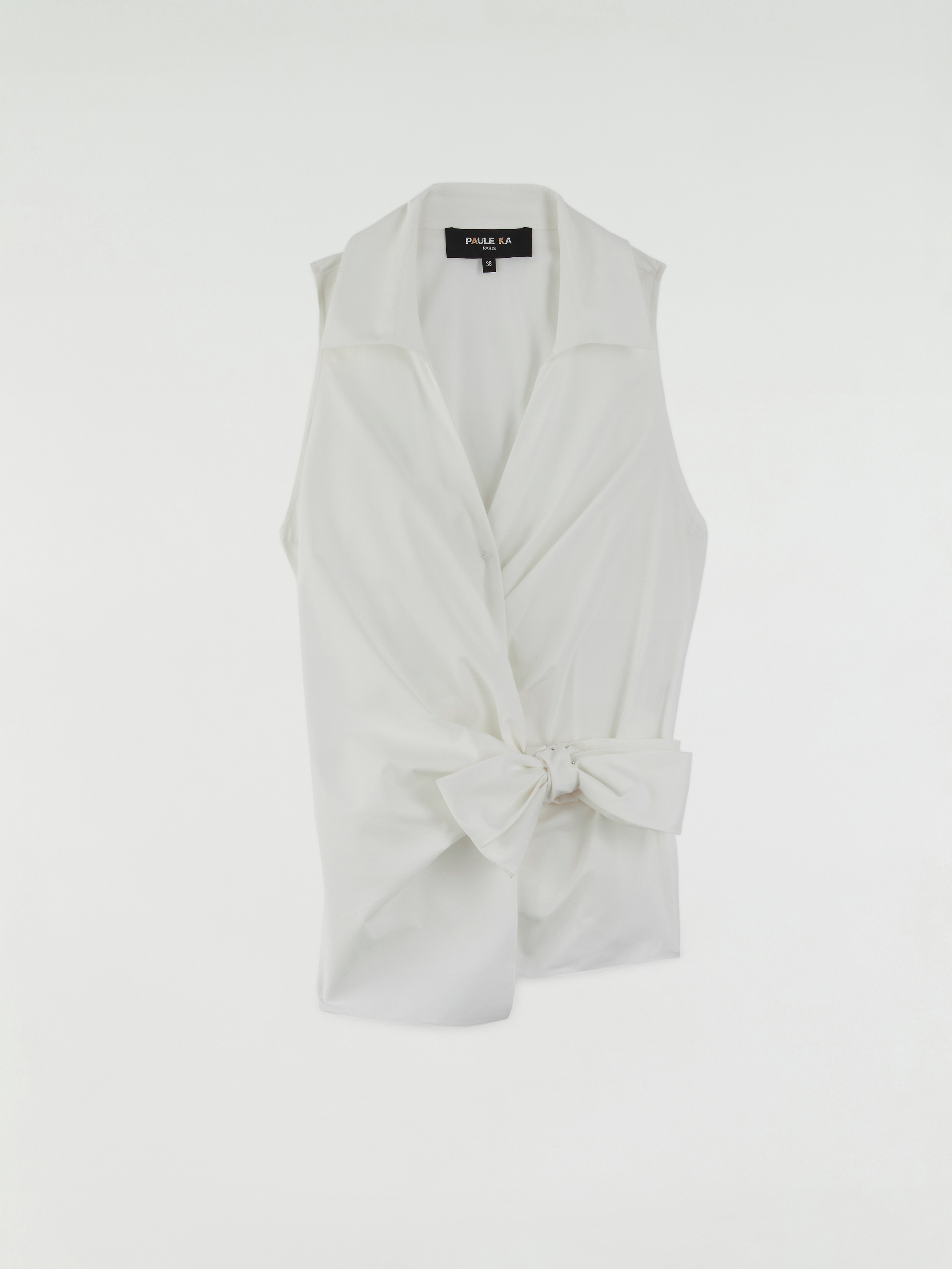 Sleeveless cotton-poplin blouse - Paule Ka